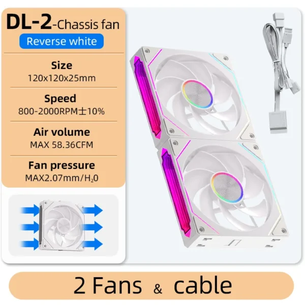 Coolcirc DL-2 120mm ARGB Cooling Fan Modular Wireless Stackable Splicing 800-2000RPM PWM Silent for Gaming PC Case Water Cooler