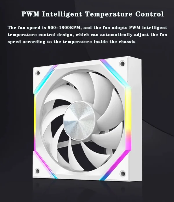ICE Whale IW-14 Computer Chassis Fan 14cm ARGB 4 Pin PWM Quiet Cooling Fan 12V Large Air Volume 61.5CFM/800-1800RPM Ventilator