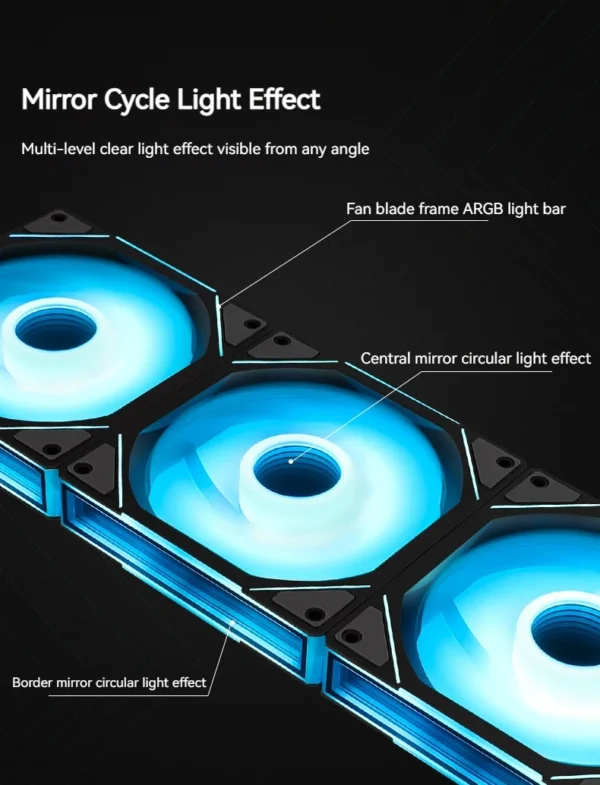 TEUCER JM-1 Case Fan Water Cooling 360mm Cooler Fan PC Cooling Fan 120mm 800-2000RPM PWM ARGB Mirror Cycle Light Effect Case Fan
