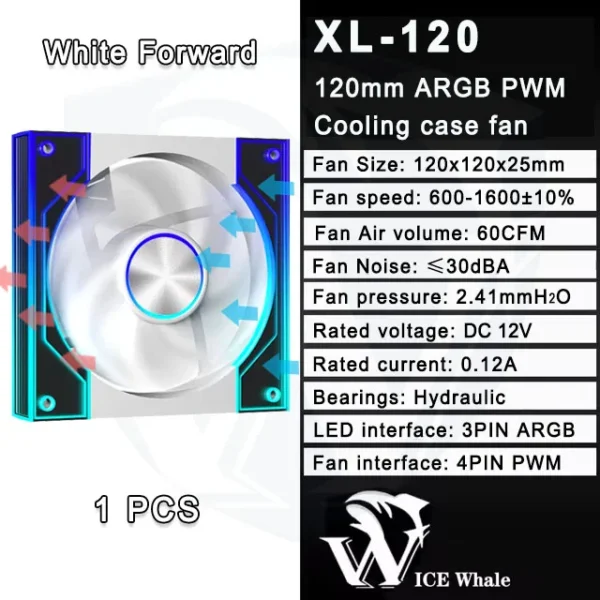 ICE Whale XL-120 ARGB PC Case Fan 120mm Infinity Mirror Design Motherboard Lighting Sync 4PIN PWM CPU Cooler Fan ventilador