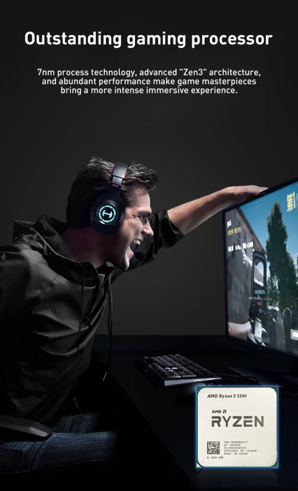 New AMD Ryzen 5 5500 R5 5500 3.6 GHz 6-Core 12-Thread CPU 7NM L3=16M 100-000000457 Socket AM4 but without cooler