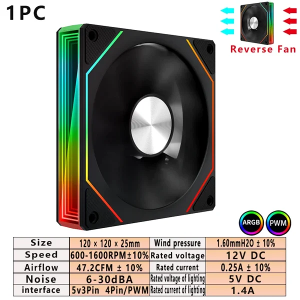 ARGB PC Case Fan 120mm Infinity Mirror Design Motherboard Lighting Sync 4PIN PWM CPU Cooler Fan ventilador Air-cooler mute fans