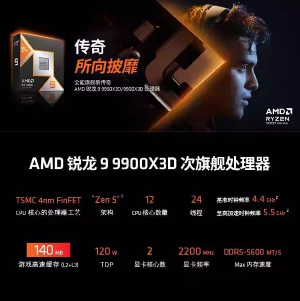 AMD R5 7800X3D/9600X/9700X/9800X3D/9900X/9950X/9950X3D Bulk Boxed