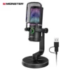 Monster Gaming USB Microphone 192KHz/24Bit Cardioid Condenser Mic with Touch Mute for PC PS4 PS5 Game Chat Podcasts Live Stream