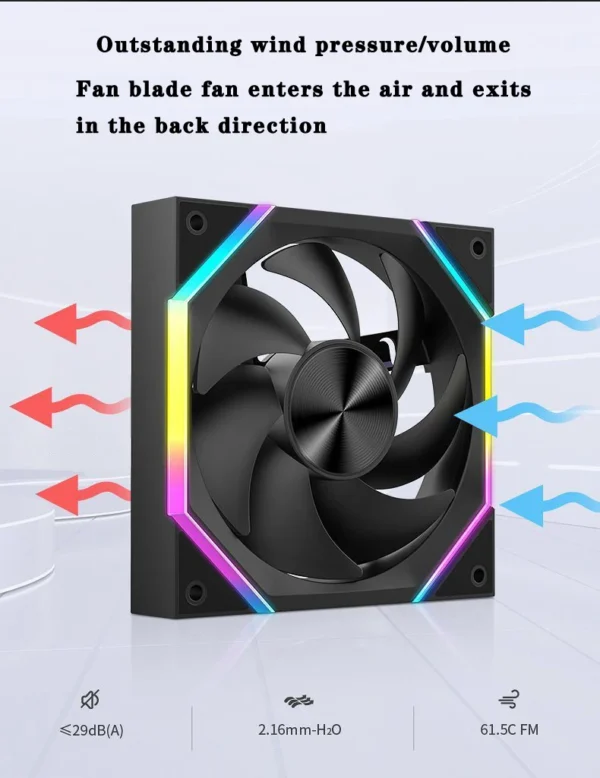 ICE Whale IW-12 Computer PC Case Fan 120mm ARGB 4Pin PWM Cooling Fan Motherboard Sync 61.5CFM/2000RPM CPU Cooler Ventilator