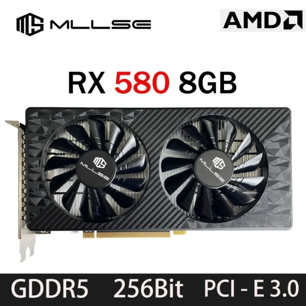 MLLSE AMD RX 580 8GB 2048SP Gaming Graphics Card GDDR5 256Bit PCI-E 3.0 ×16 8Pin Radeon GPU Rx 580 Video Card Placa De Video