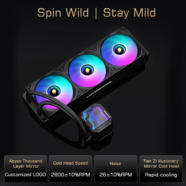 LOVINGCOOL AK water cooler 240mm 360mm broken code screen dynamic digital display liquid cooler ARGB Abyss Mirror Cold radiator