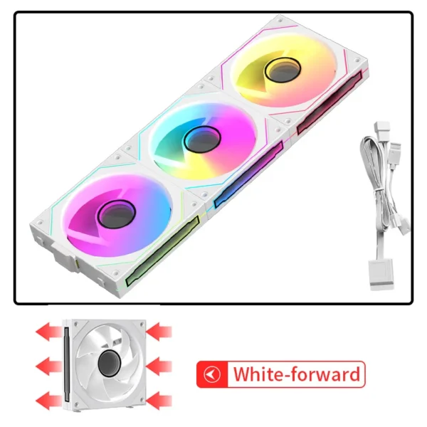 Coolcirc Cableless PC Case Fan 12V/4Pin PWM 800-1800RPM Silent 5V/3Pin ARGB Triple Pack 120mm Ventilator Use for Water Cooling