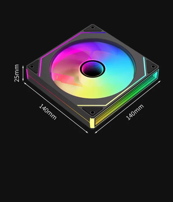 14cm ARGB Infinity Mirror PC Case Fan – 140mm Cooling Fan with PWM Silent Fan for Computer Case, CPU Cooler, Radiator