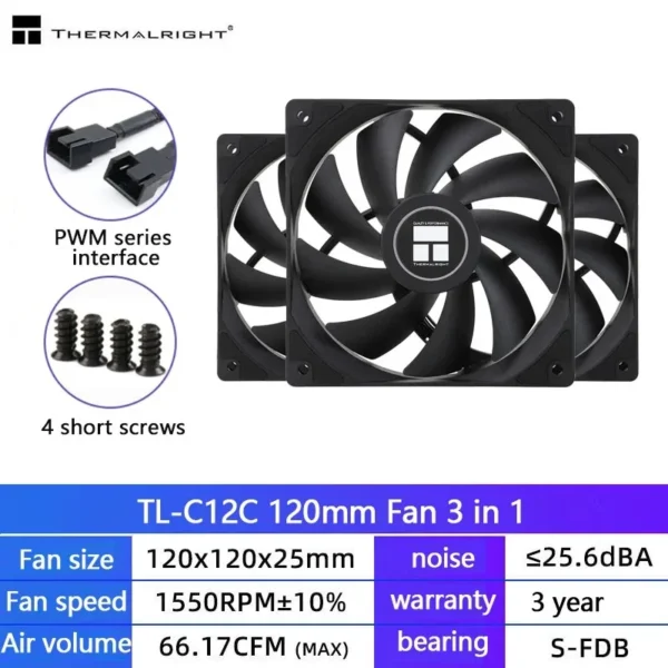 Thermalright TL-C12C 3 in 1 120mm Cooling Fan 5V ARGB gamer Adjust Speed Cooler argb Adjustable computer Case Fan ventilador