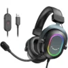 Fifine Dynamic RGB Gaming Headset with Mic Over-Ear Headphones 7.1 Surround Sound PC PS4 PS5 3 EQ Options Game Movie Music - H6