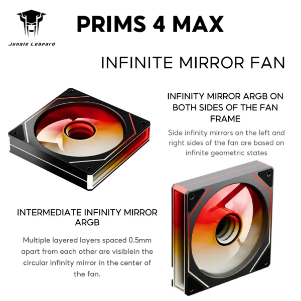 120mm ARGB PWM Fan – Side Infinity Mirror Lighting, 5V 3-Pin Sync Cooling for PC Case CPU Cooler – Jungle Leopard Prism 4 MAX