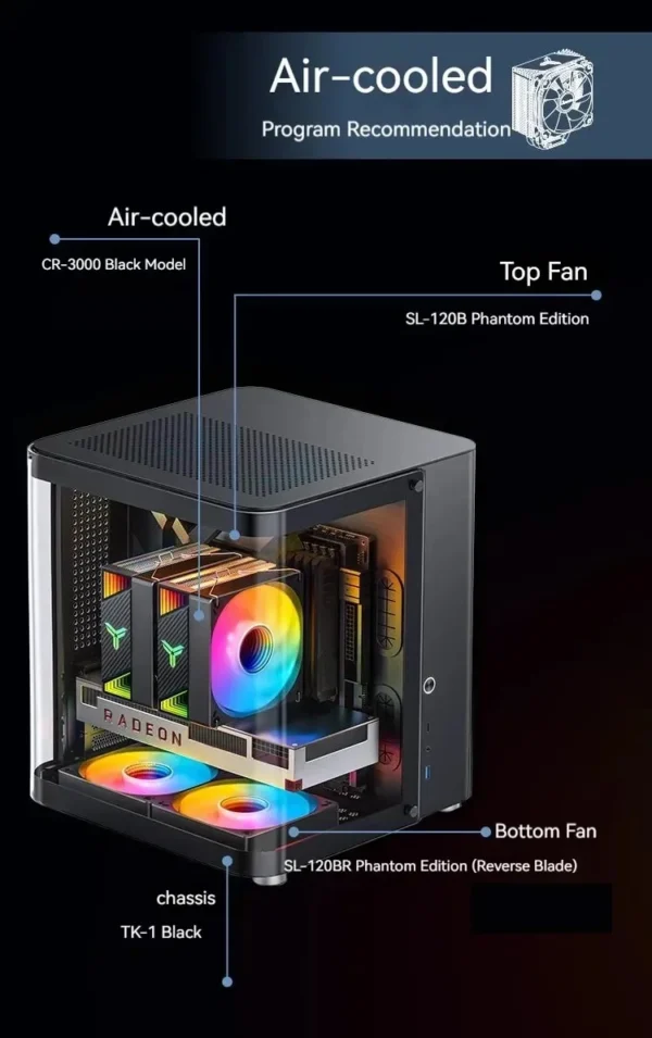 Jonsbo SL-120 12CM Case Fan 120mm 5V 3Pin ARGB Light Effect PWM Forward/Reverse Cooling Fan  High Air Volume Slient Fan