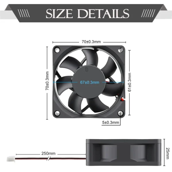 5PCS Gdstime 70x70x15mm DC 24V 12V 5V  70mm x 15mm 2Pin 7cm PC Case Radiator Silent Cooler Brushless Cooling Axial Fan 7015