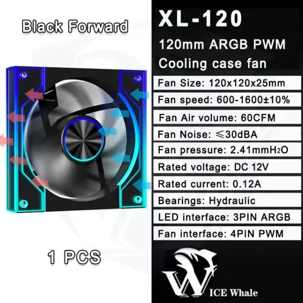 ICE Whale XL-120 ARGB PC Case Fan 120mm Infinity Mirror Design Motherboard Lighting Sync 4PIN PWM CPU Cooler Fan ventilador