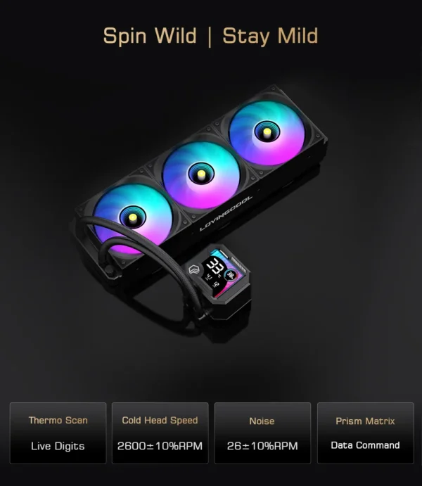 LOVINGCOOL AK water cooler 240mm 360mm broken code screen dynamic digital display liquid cooler ARGB Abyss Mirror Cold radiator