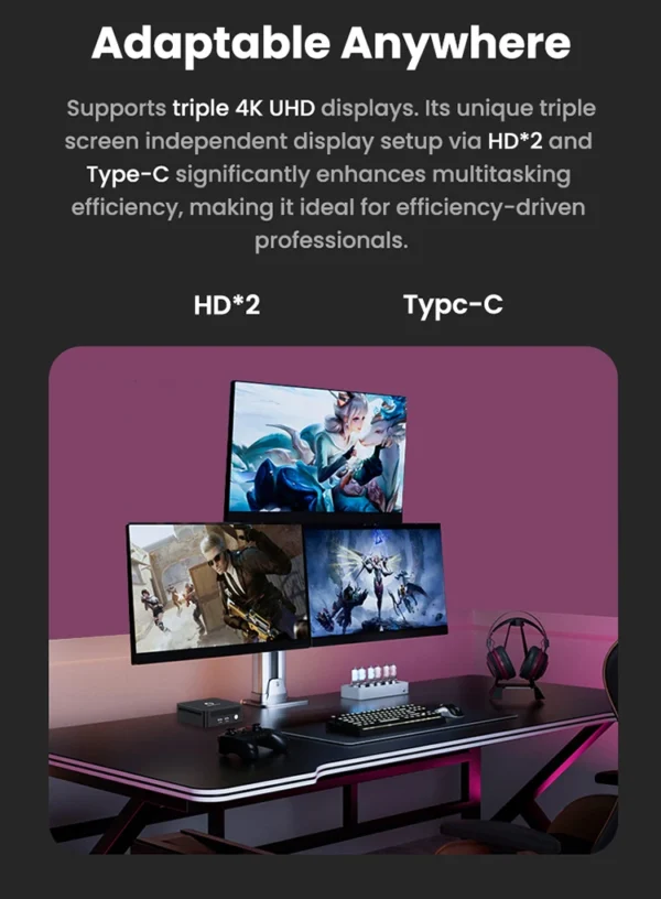 Genmachine AMD Ryzen 7 6800H Mini PC USB4 2.5G LAN | 8-Core 16-Thread | 16GB DDR5 256GB NVMe SSD | WiFi 6E & Bluetooth