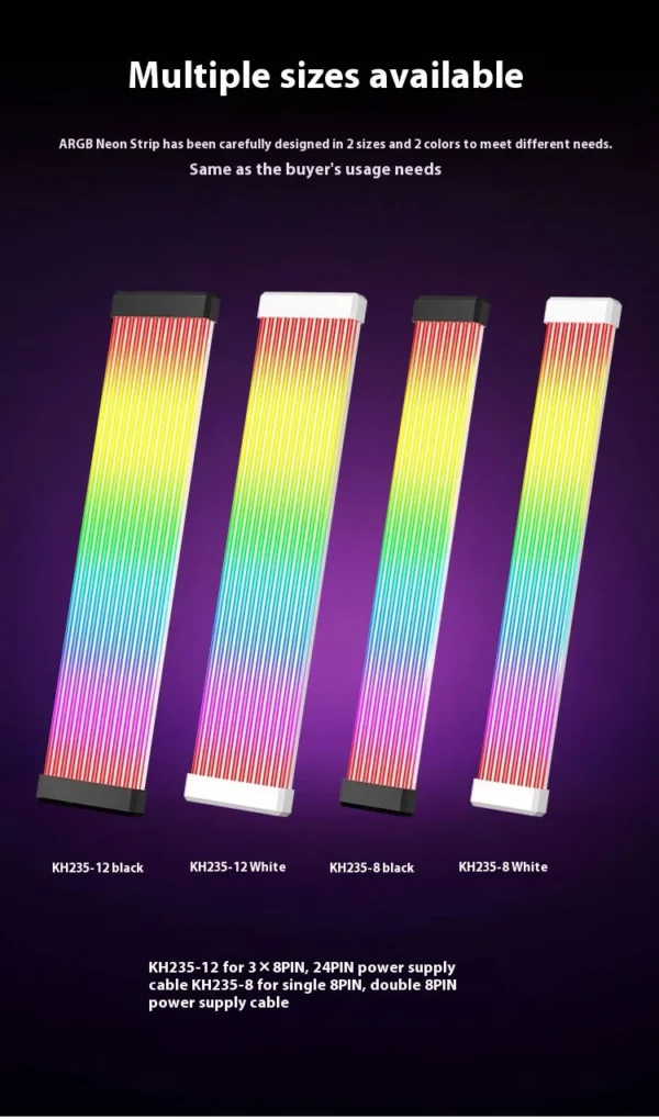 5V 3Pin ARGB Sync PC Cable 8/24PIN Motherboard Power Extension Cable Flexible LED Strip Light DIY Kit for Computer Power Supply