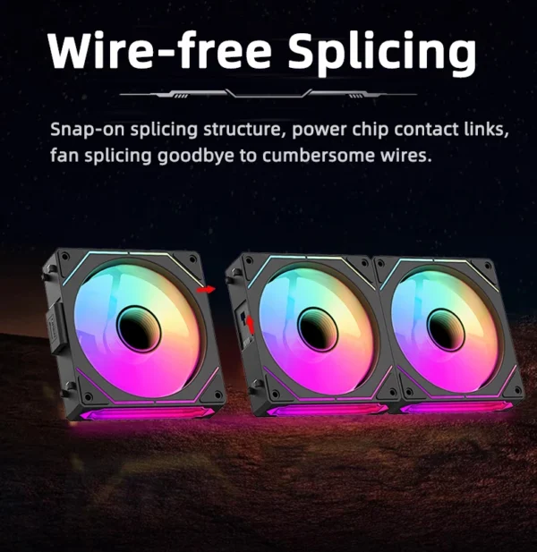 Coolcirc DL-1 120mm PC Case Fan 800-2000rpm PWM Hydro Bearing Silent 5V3Pin ARGB Water Cooler Magic Cableless Cooling Ventilator