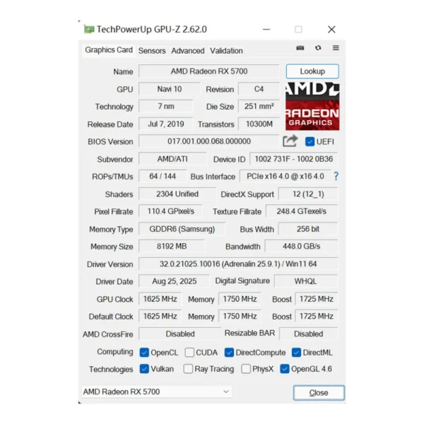 MOUGOL Graphics Card RX5700 8gb GPU PC Gaming GDDR6 Memory 7nm 256Bit PCIEx16 4.0 Desktop Computer Video Cards for AMD Radeon