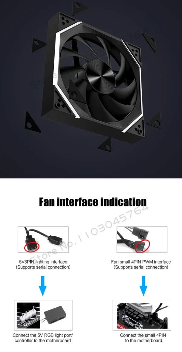 140 Case Fan ARGB, Silent 6-30dBa 89CFM Big Airflow, 14CM PC Cabinet 14025 Cooler Support Mobo 5V ARGB SYNC, Reverse Or Forward