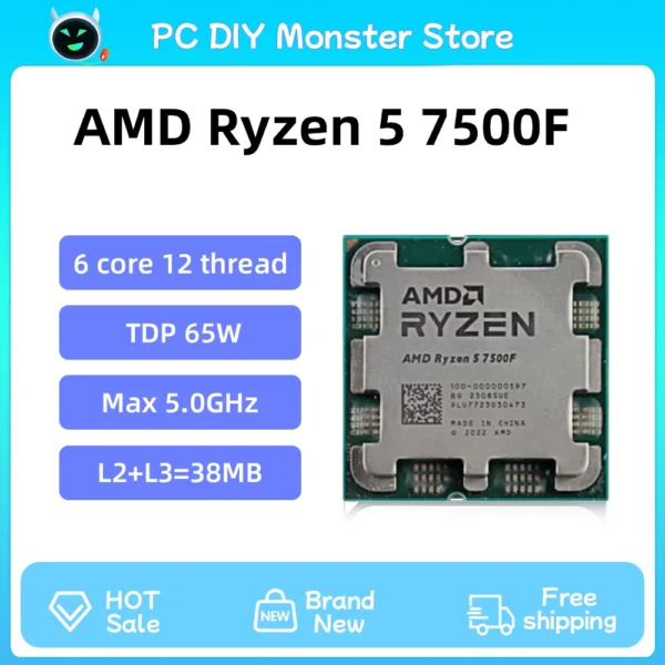 AMD Ryzen 5 7500F R5 7500F CPU Ryzen Processor 6 Core 12 Thread 65W 5nm Socket AM5 Procesador 라이젠 процессор PC Gamer Desktop