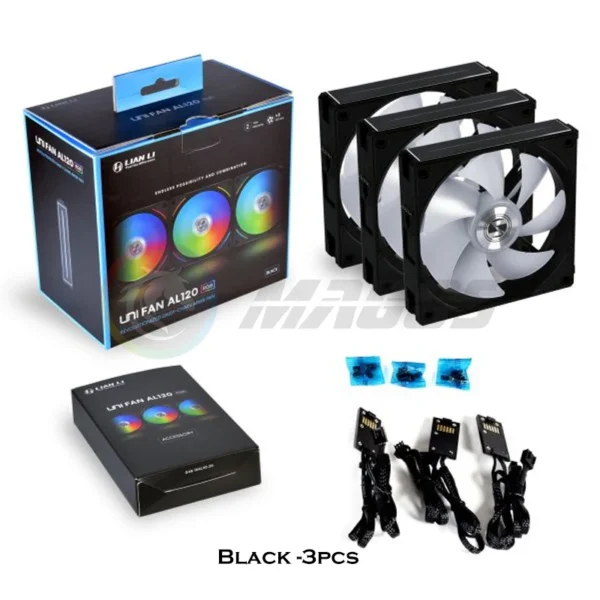 Lian Li UNI Fan AL120 ARGB Cableless Fan Support L-Connect 3 PWM Silent Low Noise High RPM MB SYNC/Controller, V1 Triple Pack