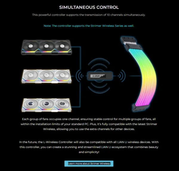 LIAN LI UNI FAN SL Wireless 120 Single Pack , Reverse Blade Triple Pack, LCD 120 Single Pack, Case fan, water cooled fan