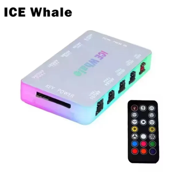 ICE Whale C10 1 to 10 PWM&ARGB Case Fan Hub SATA Power Interface Splitter 4Pin PWM 3Pin Addressable ARGB With Remote control