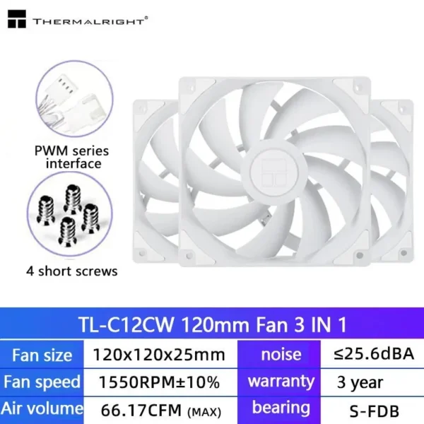 Thermalright TL-C12C 3 in 1 120mm Cooling Fan 5V ARGB gamer Adjust Speed Cooler argb Adjustable computer Case Fan ventilador