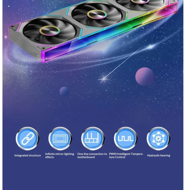 WJCOOLMAN StarLink Integrated Fan 120mm ARGB Infinite Mirror Divine Light Synchronous PWM Speed Control Computer Silent Case Fan