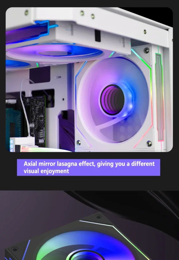 PC case fan 120mm ARGB mirror cycling lighting effect CPU cooling fan 4-pin PWM 58.36CFM fan for computer water cooling