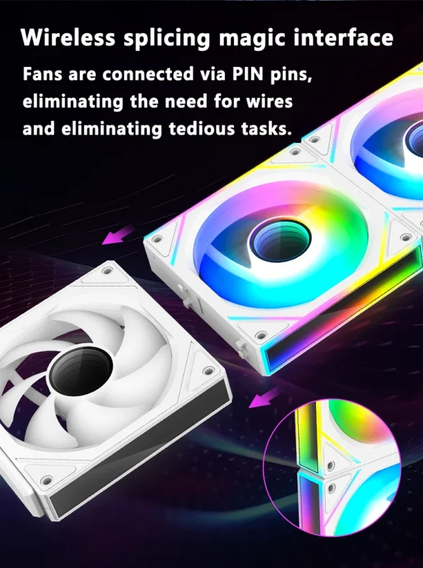 ICE Whale WX-2 ARGB Wireless Splicing Fan 12CM Air-Cooled Cooling Chassis Component 1800RPM Chassis Fan