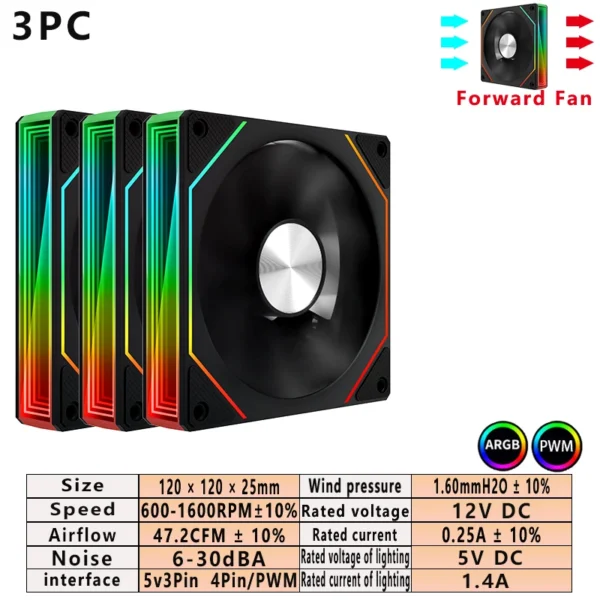 ARGB PC Case Fan 120mm Infinity Mirror Design Motherboard Lighting Sync 4PIN PWM CPU Cooler Fan ventilador Air-cooler mute fans