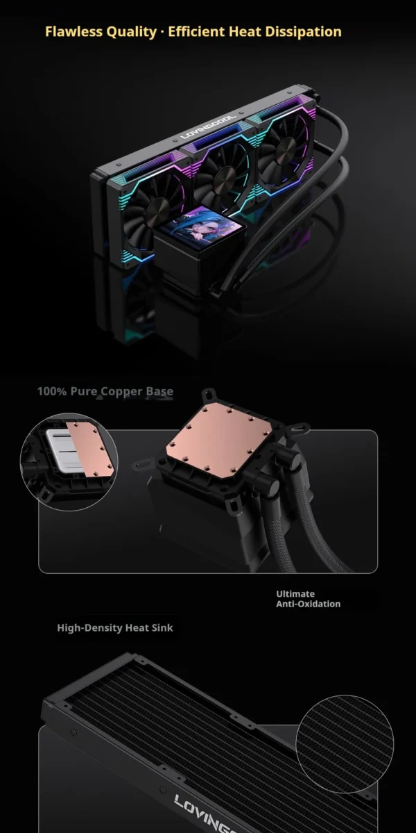 LOVINGCOOL DP-01 360/240 CPU liquid cooler radiator 4.0-inch super large frameless full screen diy water cooler