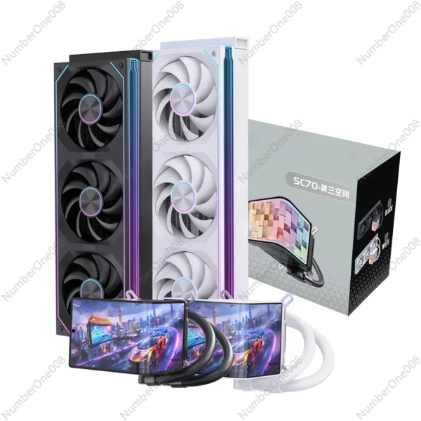 360mm Liquid CPU Cooler with 6.67 Inch Screen Video Display ARGB Fans Cooling for Desktop PC Case AMD