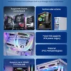 LED PC Gaming Case with Micro Support Audio Front Ports  Fan and Water Cooling for Desktop CPU Cabinet