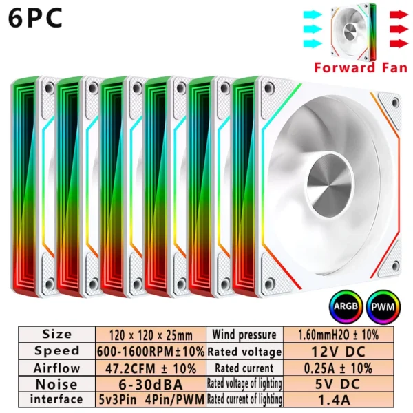 ARGB PC Case Fan 120mm Infinity Mirror Design Motherboard Lighting Sync 4PIN PWM CPU Cooler Fan ventilador Air-cooler mute fans