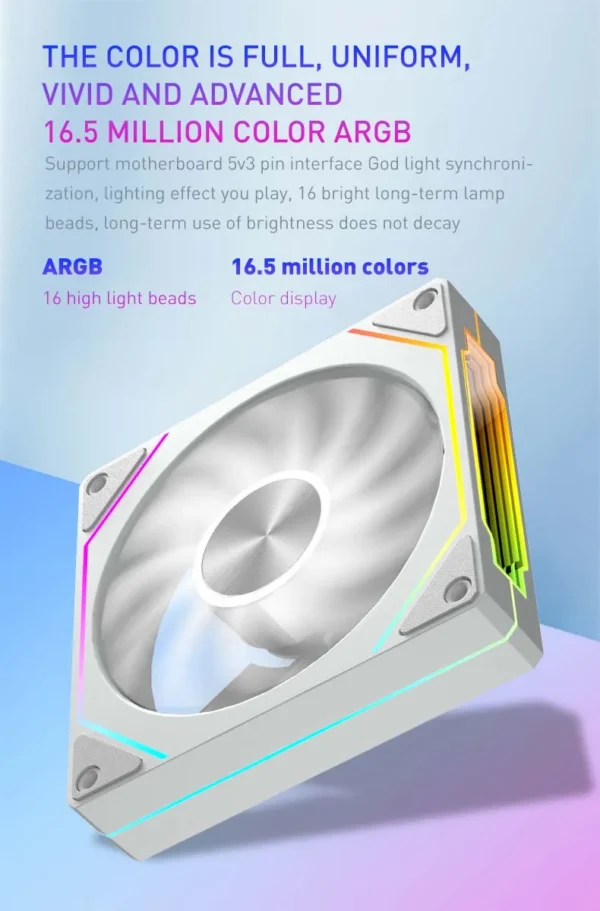 UPSIREN UF-2 PRISM 5 PRO 12CM ARGB Large Air Volume Computer Chassis Fan Regular version/Reversed version Dual mode selection