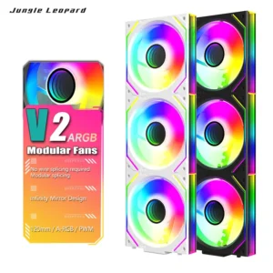 120mm ARGB PC Case Fan with Infinity Mirror - 5V 3-Pin Daisy Chain PWM Sync, Cooling Gaming Fan Jungle Leopard Interstellar V2