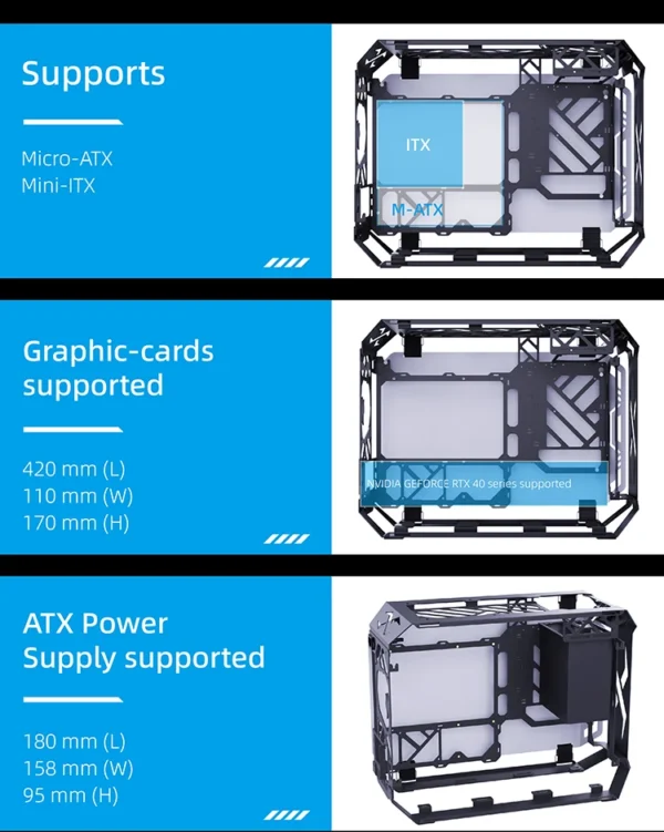 Lovingcool New Design Open Style Gaming Chassis Tempered Glass Micro ATX Mini ITX Computer RGB Casing Desktop PC Case with Fan