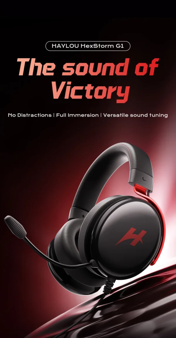 HAYLOU HexStorm G1 Wired Gaming Headphone 7.1 Surround Sound 50mm Dual Driver Esports Gamer Headset with Mic For PS4 PS5 PC