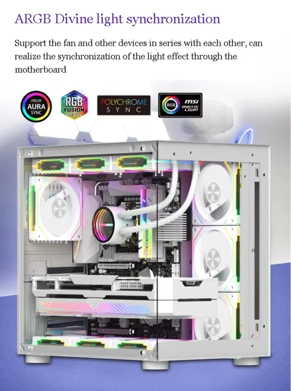 LDPCSJ Prism 4RS 120mm ARGB PC Case Fan with Infinity Mirror Design Motherboard Sync 4PIN PWM CPU Cooler Ventilador