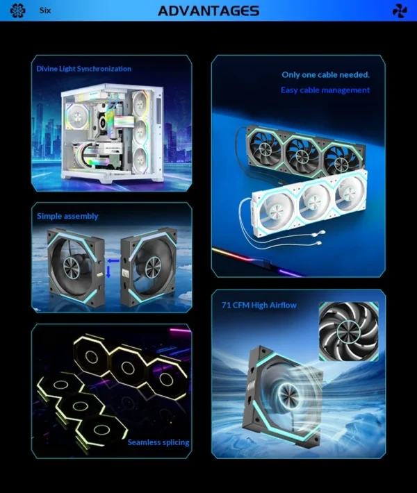 Hifrost Ice Chain Modular 120mm ARGB PC Case Cooling Fans Wireless Thermostatic Sync Lighting For Gaming Chassis CPU Cooler