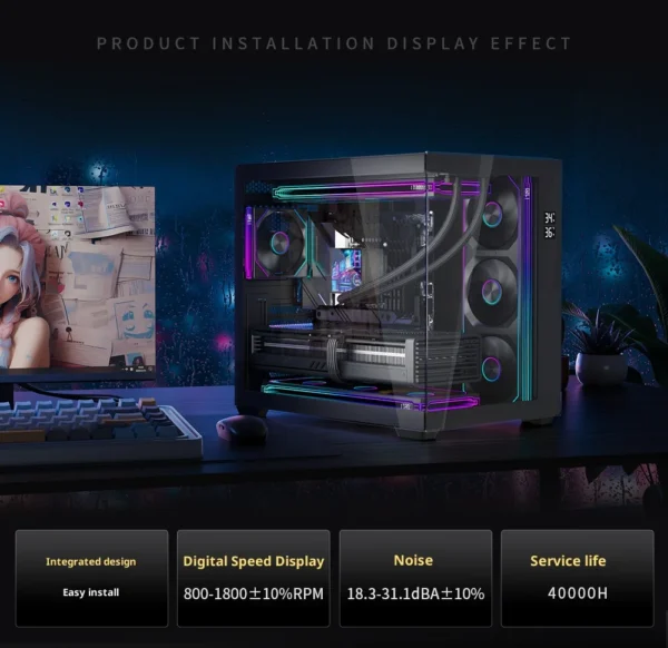 LOVINGCOOL Coherent Pro-360/240/120 ARGB digital display PC fan computer case Siamese Building block fan Integration