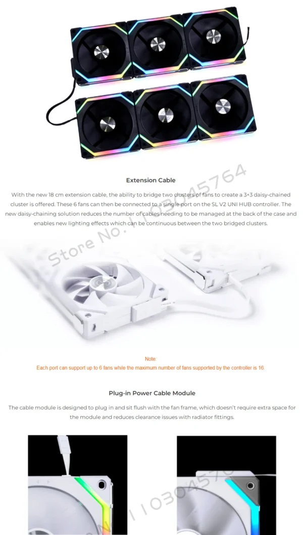 LIAN LI UNI FAN SL V2 SL120V2 Reverse Blade 10% Performence Upgraded Version RGB Fan, Single Pack, Black/White