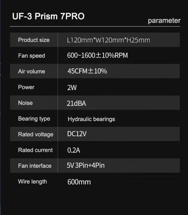 UPSIREN UF-3 Prism 7PRO Computer Case Cooling Fan,Double-sided full lens,12CM ARGB motherboard synchronization，CD pattern axis