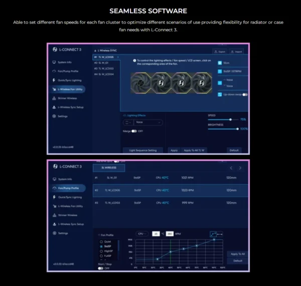 LIANLI UNI FAN TL120 Wireless version and TL LCD120 Screen fan There are positive leaves and inverse leaves. Individual pack,