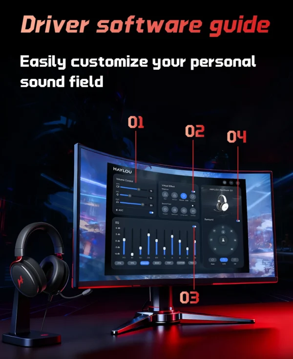 HAYLOU HexStorm G1 Wired Gaming Headphone 7.1 Surround Sound 50mm Dual Driver Esports Gamer Headset with Mic For PS4 PS5 PC