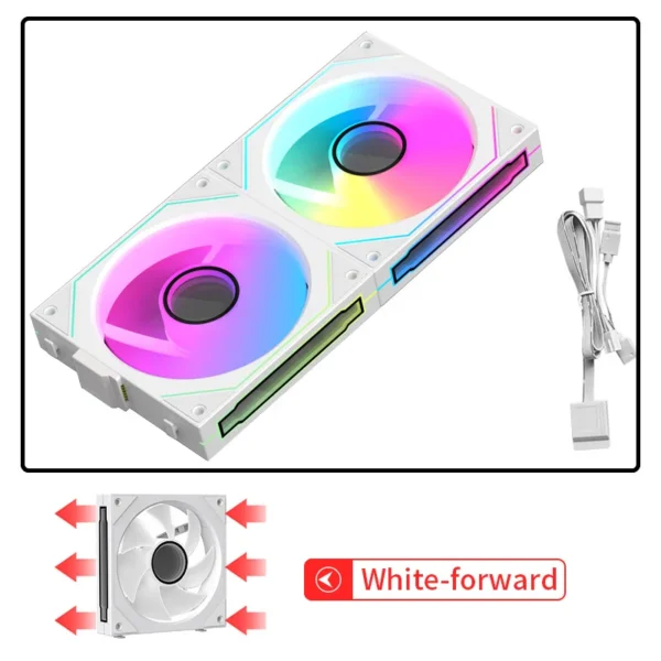 Coolcirc Cableless PC Case Fan 12V/4Pin PWM 800-1800RPM Silent 5V/3Pin ARGB Triple Pack 120mm Ventilator Use for Water Cooling